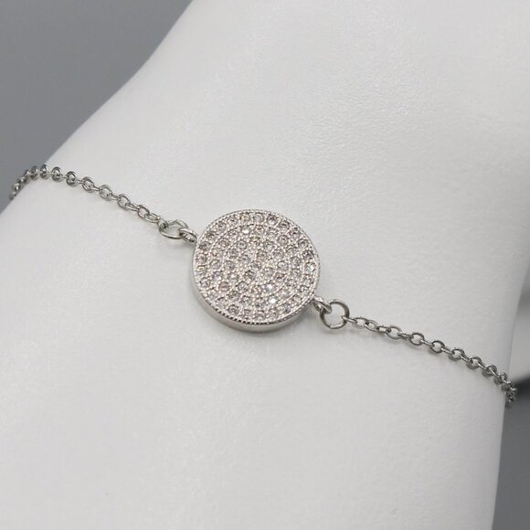 Bracelet jewelry elegant silver tone adjustable sparkly sparkle adjustable new - Picture 1 of 6